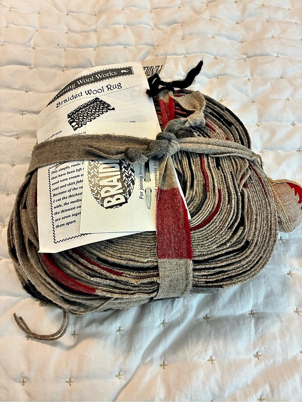 Braided Wool Works Wool Striped Craft Bundle in Gray & Red NWT